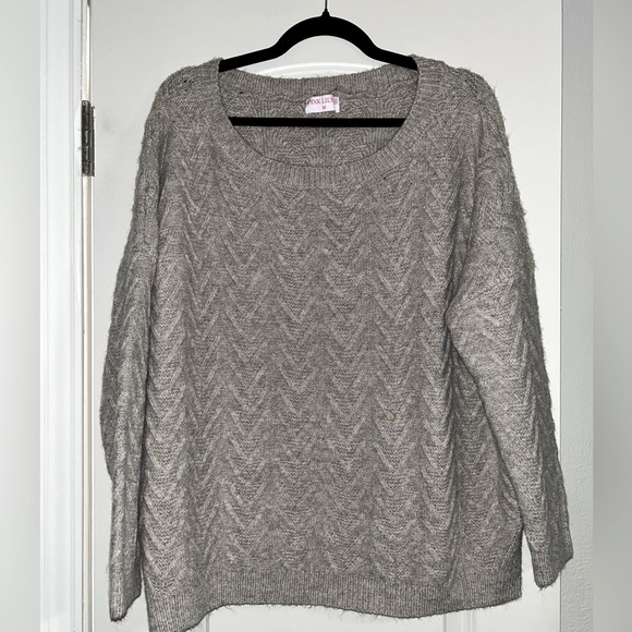 Pink Lily Sweaters - Gray Pink Lily Sweater